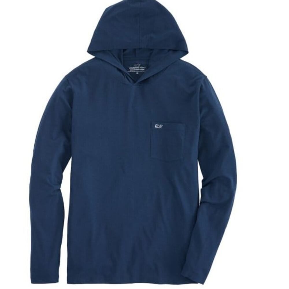Vineyard Vines Boys Edgartown Long-Sleeve Hoodie Tee shirt Navy blue Size-M  EUC
